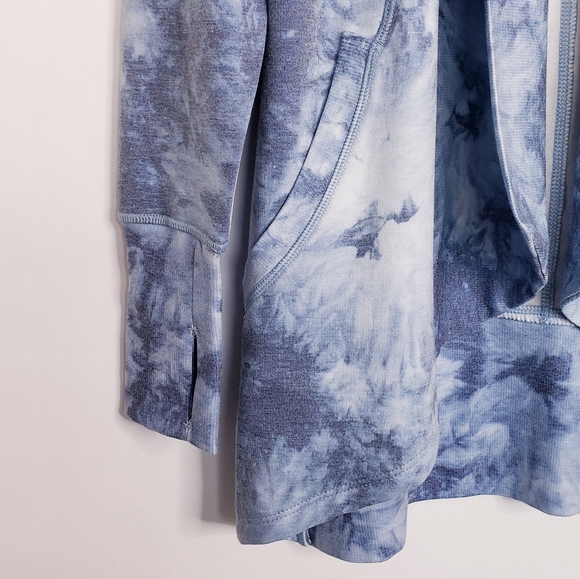 90 Degree By Reflex Shawl Collar Open Front Cardigan Size Small Tie Dye Blue - Picture 8 of 15